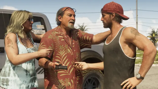 Brian Heder no cais durante o dia, em captura oficial do GTA 6