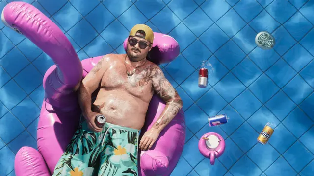 Cal Hampton relaxando em uma boia, em captura oficial do GTA 6