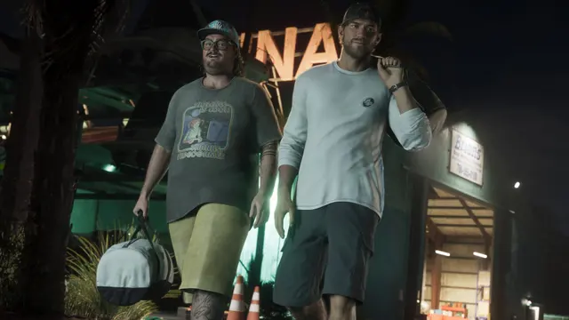 Cal Hampton na loja de conveniência à noite, em captura oficial do GTA 6
