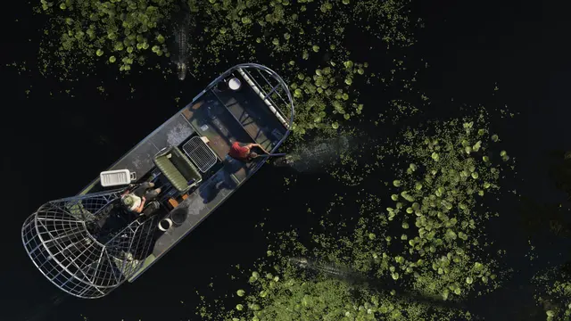 Aerobarco no pântano de Grassrivers, em captura oficial do GTA 6