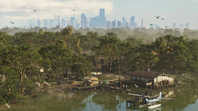 Vista do pântano de Grassrivers, em captura oficial do GTA 6