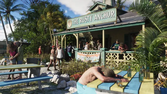 Bar de praia em Leonida Keys, em captura oficial do GTA 6