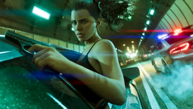 Lucia Caminos em perseguição policial, em captura oficial do GTA 6