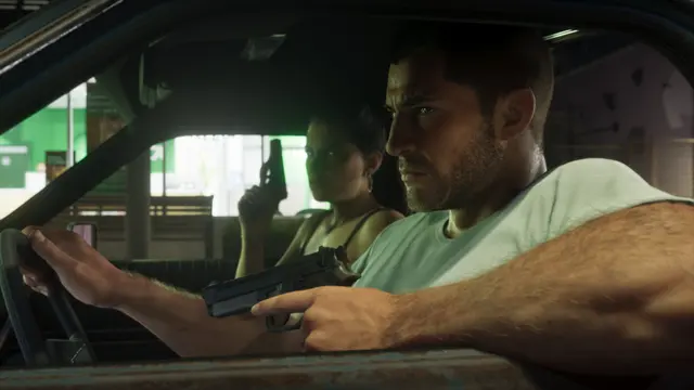 Jason dirigindo à noite, em captura oficial do GTA 6