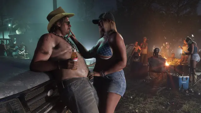 Casal em Port Gellhorn, em captura oficial do GTA 6