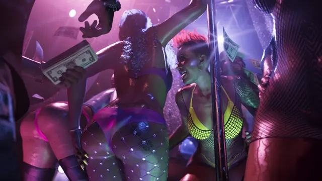 Boate com dançarinas em Vice City, em captura oficial do GTA 6