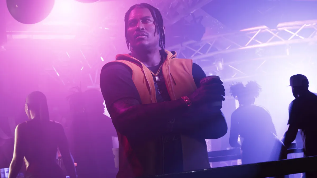 Boate de Vice City com luzes roxas, em imagem oficial do GTA 6