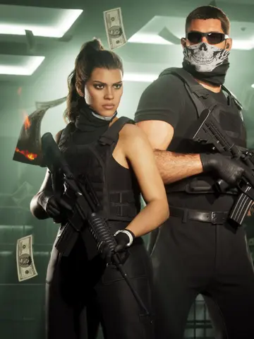 Lucia e Jason armados num cofre no GTA 6