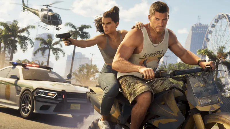 Wallpaper do GTA 6: Lucia e Jason fugindo de moto
